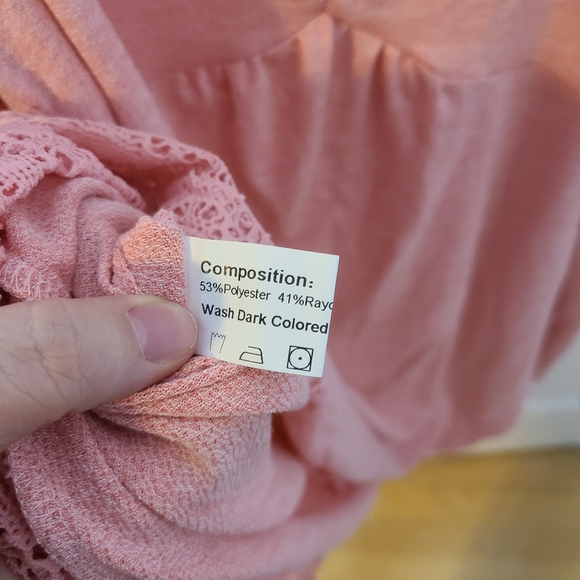 Rosegal Light Pink Top Long Sleeve Cold Shoulder Double Straps Lace US 20 3X - Picture 5 of 7